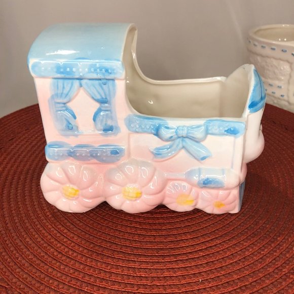 Vintage Nursery Themed Porcelain Music Box Decorative Planter Lot - Picture 12 of 16